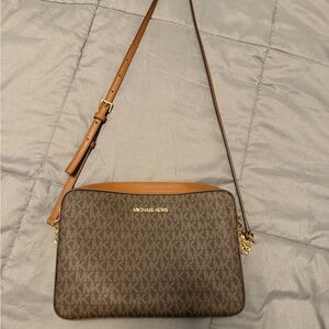 Michael Kors Signature Brown and Tan Crossbody Bag